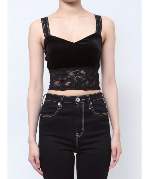 GYDA（ジェイダ）の「コルセットデザインベロアビスチェ（キャミソール・レディース・ブラック/オフホワイト・FREE）」の11枚目の写真