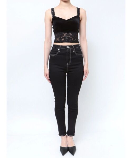 GYDA（ジェイダ）の「コルセットデザインベロアビスチェ（キャミソール・レディース・ブラック/オフホワイト・FREE）」の19枚目の写真