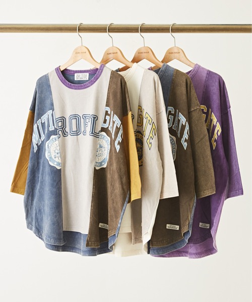 CUBE SUGAR（キューブシュガー）の「リメイク風切替ドルマンスリーブ7分袖Tシャツ（Tシャツ/カットソー・レディース・チャコールグレー/グレー/マルチ/パープル・M）」の17枚目の写真