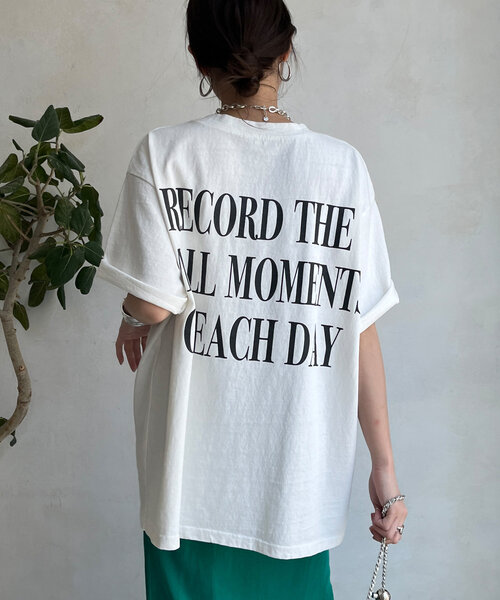 DouDou(ドゥドゥ)の「ピグメントロゴTEE(Tシャツ/カットソー・レディース・チャコールグレー/オフホワイト/ブラウン・FREE)」の2枚目の写真