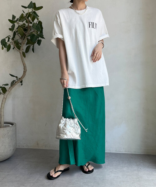 DouDou(ドゥドゥ)の「ピグメントロゴTEE(Tシャツ/カットソー・レディース・チャコールグレー/オフホワイト/ブラウン・FREE)」の6枚目の写真