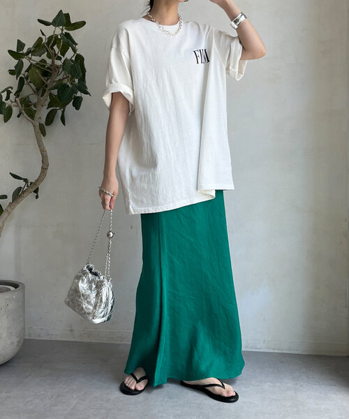 DouDou(ドゥドゥ)の「ピグメントロゴTEE(Tシャツ/カットソー・レディース・チャコールグレー/オフホワイト/ブラウン・FREE)」の7枚目の写真