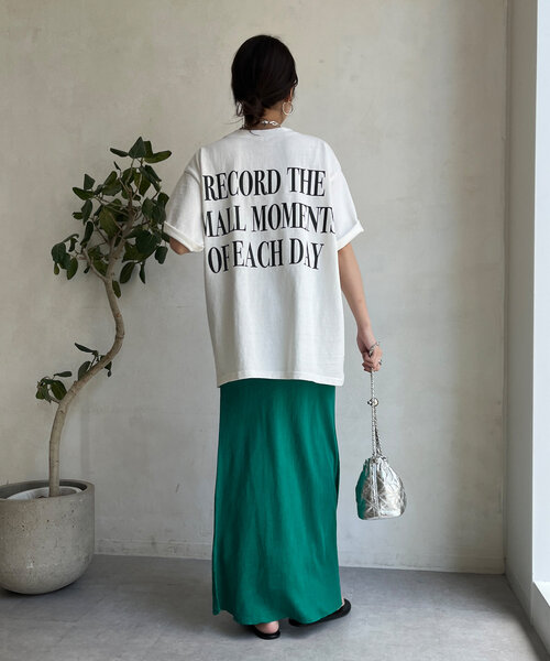 DouDou(ドゥドゥ)の「ピグメントロゴTEE(Tシャツ/カットソー・レディース・チャコールグレー/オフホワイト/ブラウン・FREE)」の8枚目の写真