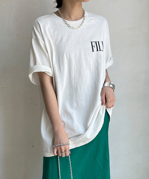 DouDou(ドゥドゥ)の「ピグメントロゴTEE(Tシャツ/カットソー・レディース・チャコールグレー/オフホワイト/ブラウン・FREE)」の12枚目の写真