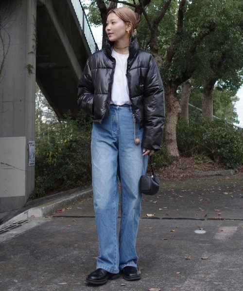 セール】《hideka select》メタリック中綿ジャケット / 軽量 フェイク