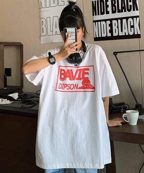 DEVICE(デバイス)の「BOXデザイン グラフィック プリント カラー 半袖 Tシャツ(Tシャツ/カットソー・レディース・ブラック/ホワイト・FREE)」の2枚目の写真