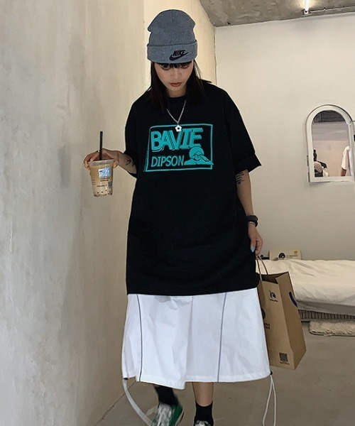 DEVICE(デバイス)の「BOXデザイン グラフィック プリント カラー 半袖 Tシャツ(Tシャツ/カットソー・レディース・ブラック/ホワイト・FREE)」の1枚目の写真