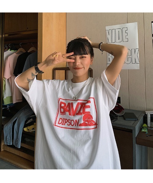 DEVICE(デバイス)の「BOXデザイン グラフィック プリント カラー 半袖 Tシャツ(Tシャツ/カットソー・レディース・ブラック/ホワイト・FREE)」の5枚目の写真