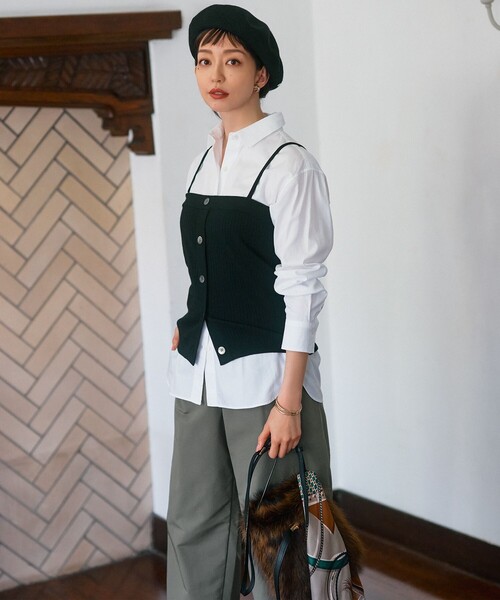 23区(ニジュウサンク)の「【洗える】ヴィスコースストレッチ ニット ビスチェ(ニット/セーター・レディース・ブラック系/ダルブルー系・32)」の15枚目の写真