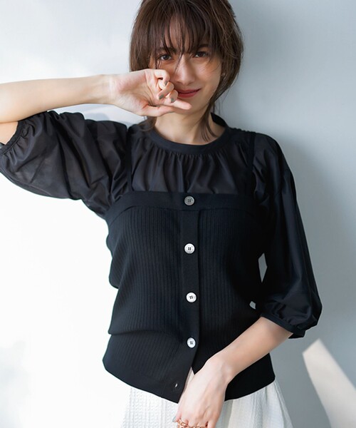 23区(ニジュウサンク)の「【洗える】ヴィスコースストレッチ ニット ビスチェ(ニット/セーター・レディース・ブラック系/ダルブルー系・32)」の16枚目の写真