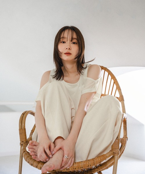 mideal（マイディール）の「cut design sheer t shirt / カットデザインシアーティーシャツ（Tシャツ/カットソー・レディース・テラコッタ/ブラウン/オフホワイト・FREE）」の17枚目の写真
