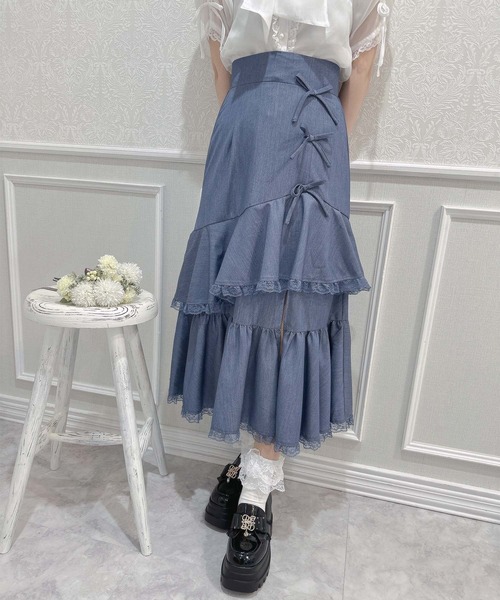 couture BY ROJITA(クチュールバイロジータ)の「ラッフルロングスカート(スカート・レディース・ピンクベージュ/ブラック/ブルー・FREE)」の22枚目の写真