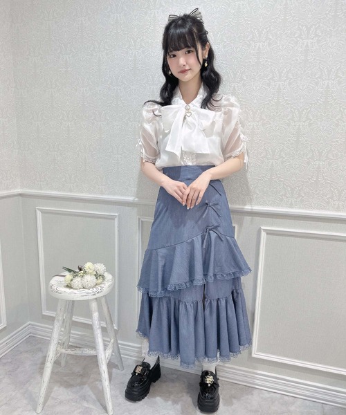 couture BY ROJITA(クチュールバイロジータ)の「ラッフルロングスカート(スカート・レディース・ピンクベージュ/ブラック/ブルー・FREE)」の8枚目の写真