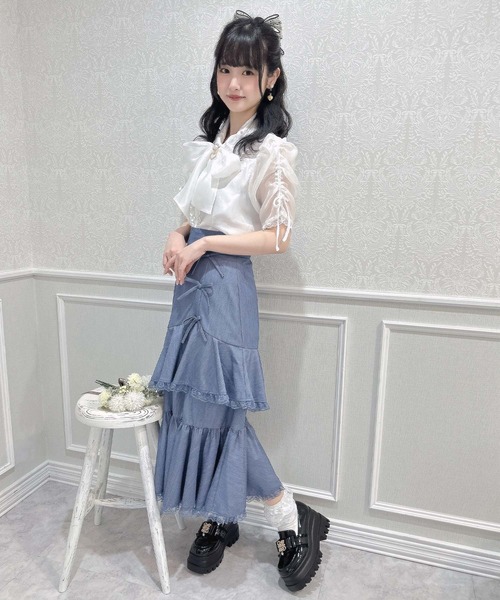 couture BY ROJITA(クチュールバイロジータ)の「ラッフルロングスカート(スカート・レディース・ピンクベージュ/ブラック/ブルー・FREE)」の12枚目の写真