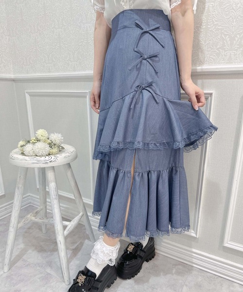 couture BY ROJITA(クチュールバイロジータ)の「ラッフルロングスカート(スカート・レディース・ピンクベージュ/ブラック/ブルー・FREE)」の21枚目の写真