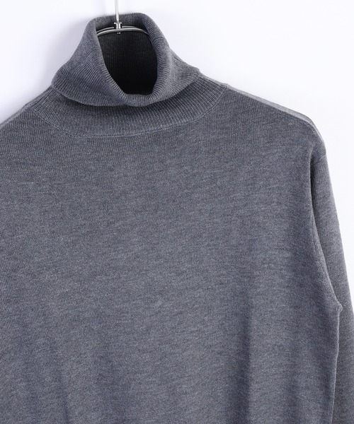 セール】12G シープカシミヤタッチ 天竺タートルネックニット（ニット