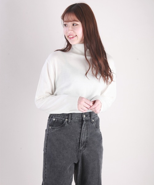 WESTSEA（ウエストシー）の「12G シープカシミヤタッチ 天竺タートルネックニット（ニット/セーター・メンズ・ブラウン/チャコール/ブルーグレー/ライラック/グレイッシュベージュ/ブラック/オフホワイト・M/XL/L）」の19枚目の写真