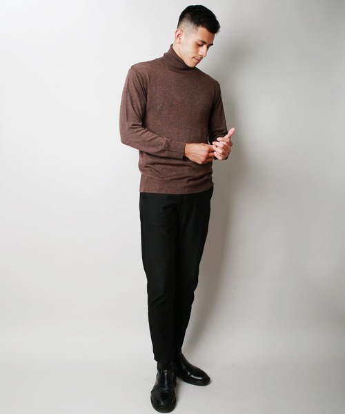 WESTSEA（ウエストシー）の「12G シープカシミヤタッチ 天竺タートルネックニット（ニット/セーター・メンズ・ブラウン/チャコール/ブルーグレー/ライラック/グレイッシュベージュ/ブラック/オフホワイト・M/XL/L）」の10枚目の写真
