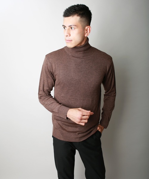 WESTSEA（ウエストシー）の「12G シープカシミヤタッチ 天竺タートルネックニット（ニット/セーター・メンズ・ブラウン/チャコール/ブルーグレー/ライラック/グレイッシュベージュ/ブラック/オフホワイト・M/XL/L）」の11枚目の写真