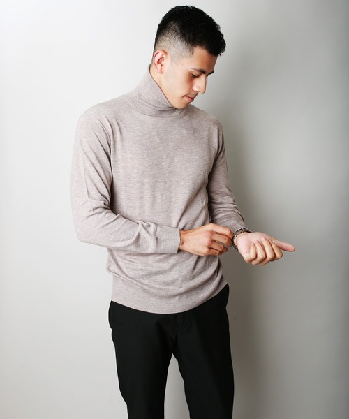 WESTSEA（ウエストシー）の「12G シープカシミヤタッチ 天竺タートルネックニット（ニット/セーター・メンズ・ブラウン/チャコール/ブルーグレー/ライラック/グレイッシュベージュ/ブラック/オフホワイト・M/XL/L）」の13枚目の写真