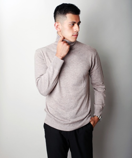 WESTSEA（ウエストシー）の「12G シープカシミヤタッチ 天竺タートルネックニット（ニット/セーター・メンズ・ブラウン/チャコール/ブルーグレー/ライラック/グレイッシュベージュ/ブラック/オフホワイト・M/XL/L）」の14枚目の写真