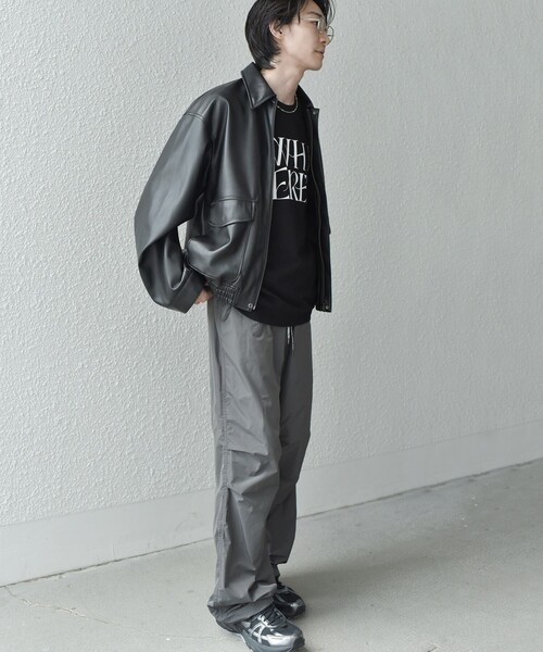 SHIPS any（シップス エニィ）の「SHIPS any: 〈洗濯機可能〉カラーミックスコード トラックパンツ ［a-nylon］(セットアップ対応)◇（その他パンツ・メンズ・ブラック/ベージュ/グレー・MEDIUM/LARGE）」の4枚目の写真