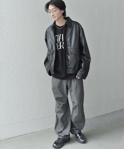 SHIPS any（シップス エニィ）の「SHIPS any: 〈洗濯機可能〉カラーミックスコード トラックパンツ ［a-nylon］(セットアップ対応)◇（その他パンツ・メンズ・ブラック/ベージュ/グレー・MEDIUM/LARGE）」の5枚目の写真