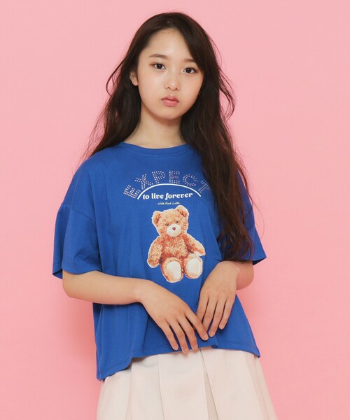 紫クマデザインTシャツ 473.クロス紫くまテディベアtシャツ ロックダーク系 地雷系闇