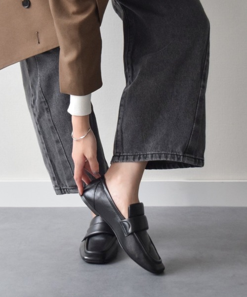 セール】【FABIO RUSCONI】スクエアトウフラットローファー(F41646