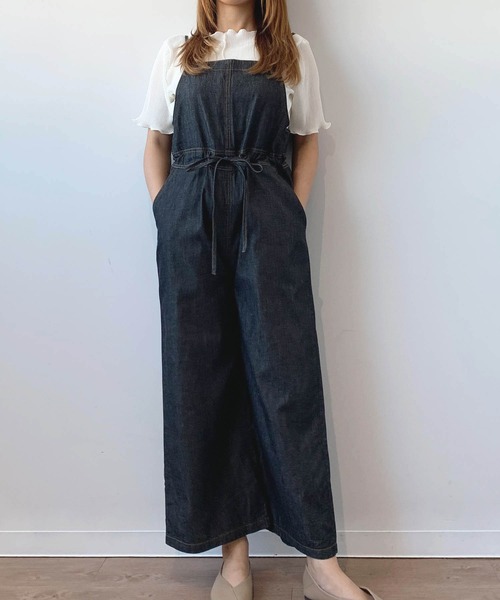 mil(ミル)の「【小柄さん向けサイズあり】デニムウエストマークサロペット(サロペット/オーバーオール・レディース・ブラック/ネイビー・S-Short/S-Regular/FREE)」の3枚目の写真