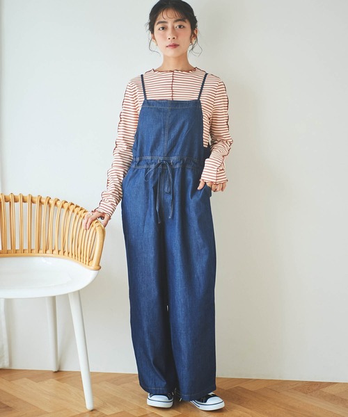 mil(ミル)の「【小柄さん向けサイズあり】デニムウエストマークサロペット(サロペット/オーバーオール・レディース・ブラック/ネイビー・S-Short/S-Regular/FREE)」の19枚目の写真