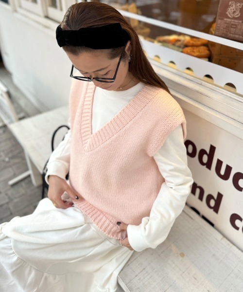 DONOBAN（ドノバン）の「ニットベスト（ベスト・レディース・ピンク/ブルー・ONE）」の2枚目の写真