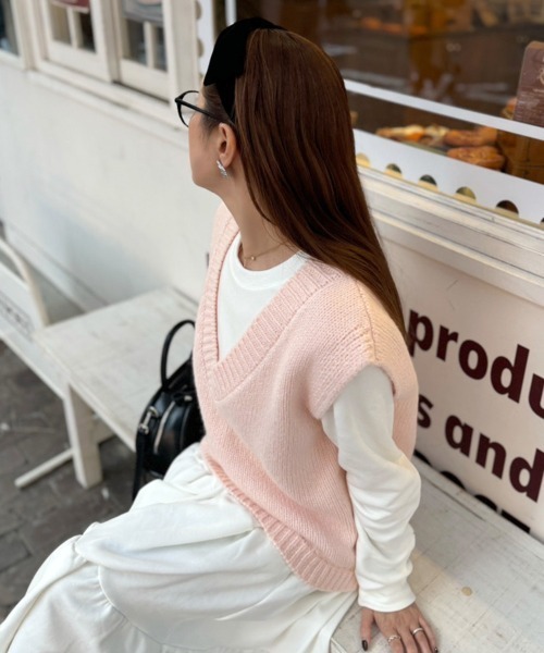 DONOBAN（ドノバン）の「ニットベスト（ベスト・レディース・ピンク/ブルー・ONE）」の7枚目の写真