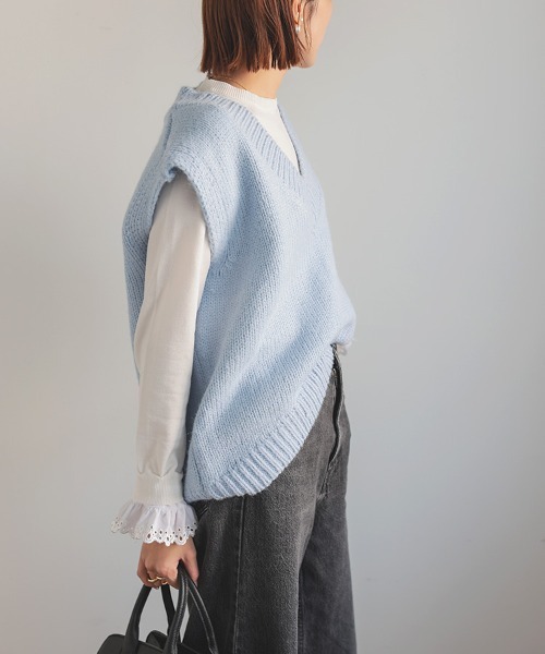 DONOBAN（ドノバン）の「ニットベスト（ベスト・レディース・ピンク/ブルー・ONE）」の21枚目の写真