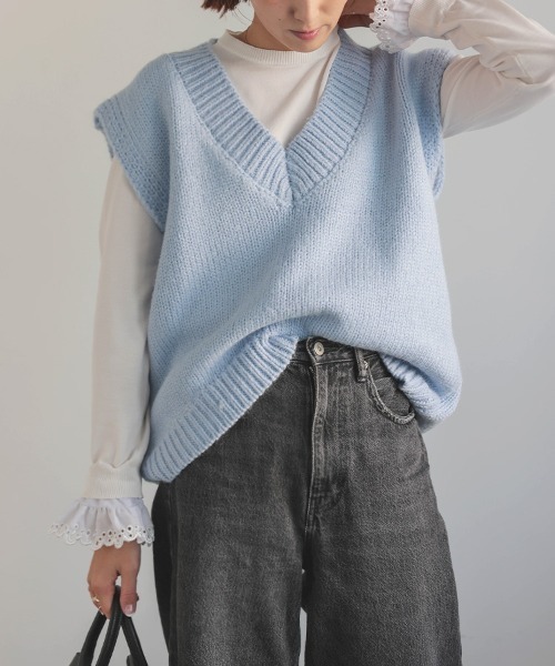 DONOBAN（ドノバン）の「ニットベスト（ベスト・レディース・ピンク/ブルー・ONE）」の19枚目の写真