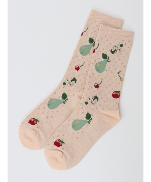 PINK HOUSE（ピンクハウス）の「フルーツモチーフ柄ソックス（ソックス/靴下・レディース・ブラック/チェリーレッド/ベージュ/ネイビー・フリー）」の6枚目の写真