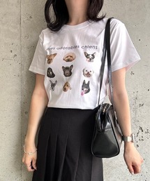 犬いっぱい半袖タイトTシャツ