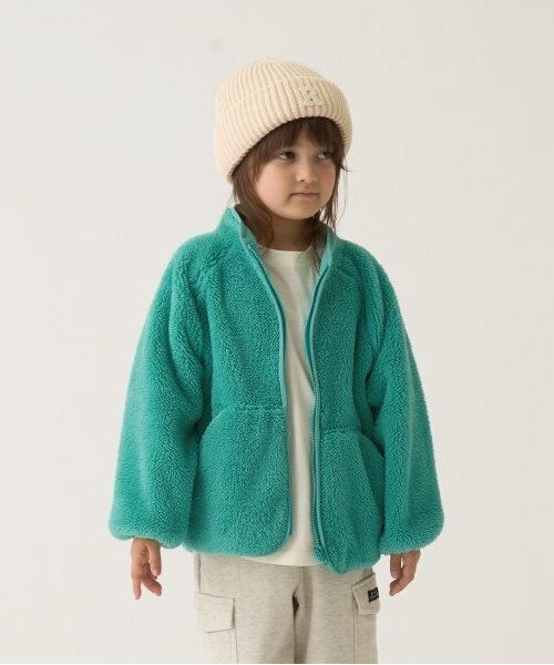 b・ROOM（ビールーム）の「【万能アウター】ジップアップボアジャケット（ブルゾン・キッズ・ベージュ/モスグリーン/ライトグレー/ブルーグレー/ブラック・100cm/110cm/120cm/130cm/140cm/150cm）」の5枚目の写真