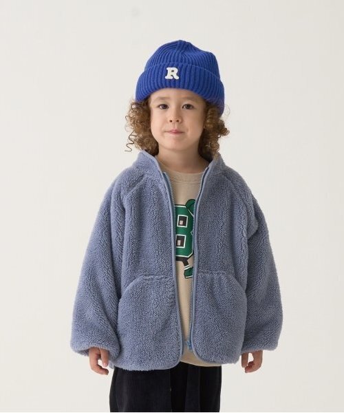 b・ROOM（ビールーム）の「【万能アウター】ジップアップボアジャケット（ブルゾン・キッズ・ベージュ/モスグリーン/ライトグレー/ブルーグレー/ブラック・100cm/110cm/120cm/130cm/140cm/150cm）」の3枚目の写真