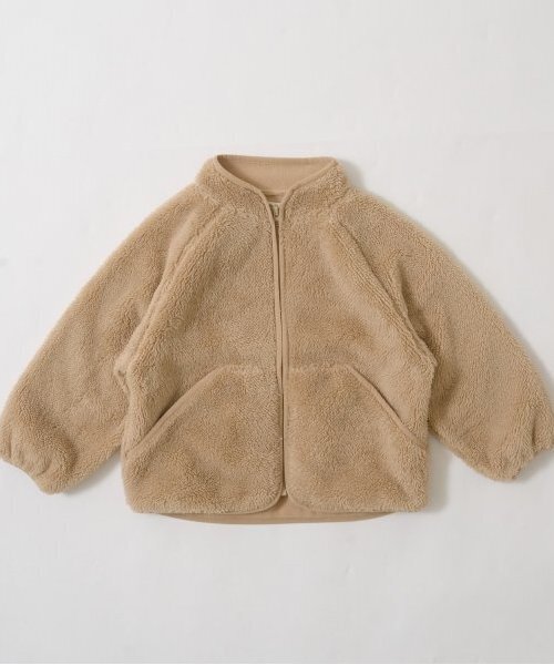 b・ROOM（ビールーム）の「【万能アウター】ジップアップボアジャケット（ブルゾン・キッズ・ベージュ/モスグリーン/ライトグレー/ブルーグレー/ブラック・100cm/110cm/120cm/130cm/140cm/150cm）」の10枚目の写真