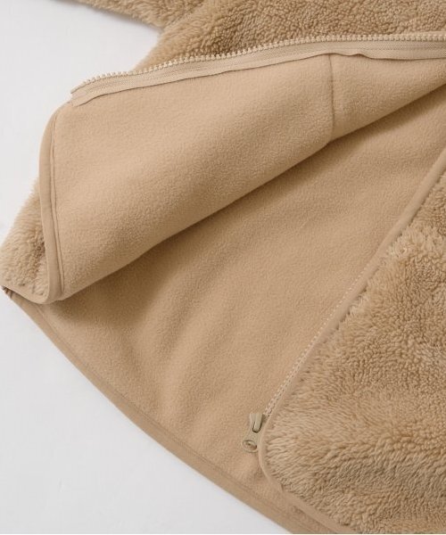 b・ROOM（ビールーム）の「【万能アウター】ジップアップボアジャケット（ブルゾン・キッズ・ベージュ/モスグリーン/ライトグレー/ブルーグレー/ブラック・100cm/110cm/120cm/130cm/140cm/150cm）」の22枚目の写真