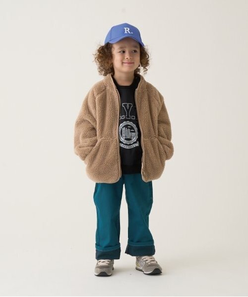 b・ROOM（ビールーム）の「【万能アウター】ジップアップボアジャケット（ブルゾン・キッズ・ベージュ/モスグリーン/ライトグレー/ブルーグレー/ブラック・100cm/110cm/120cm/130cm/140cm/150cm）」の6枚目の写真