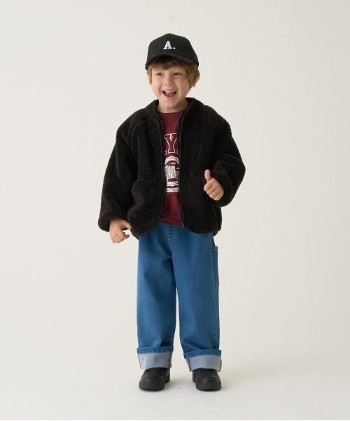 b・ROOM（ビールーム）の「【万能アウター】ジップアップボアジャケット（ブルゾン・キッズ・ベージュ/モスグリーン/ライトグレー/ブルーグレー/ブラック・100cm/110cm/120cm/130cm/140cm/150cm）」の14枚目の写真