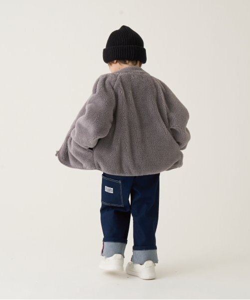 b・ROOM（ビールーム）の「【万能アウター】ジップアップボアジャケット（ブルゾン・キッズ・ベージュ/モスグリーン/ライトグレー/ブルーグレー/ブラック・100cm/110cm/120cm/130cm/140cm/150cm）」の7枚目の写真