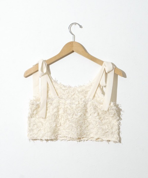 flower(フラワー)の「フラッフリボンビスチェ(キャミソール・レディース・ブラウン/アイボリー・FREE)」の4枚目の写真