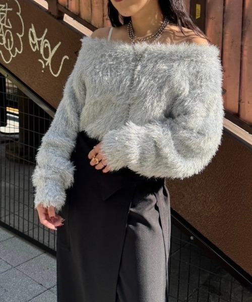 PAGEBOY（ページボーイ）の「キラキラオフショルニット（ニット/セーター・レディース・モカ/ブラック/オフホワイト/ブラウン・FREE）」の20枚目の写真