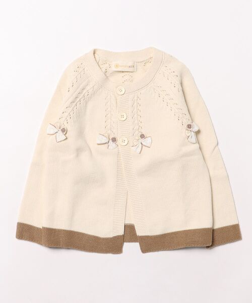 aimoha(アイモハ)の「【aimoha-KIDS-】リボン付Aラインカーディガン(カーディガン/ボレロ・キッズ・オフホワイト/ベージュ/ピンク・90/100/110/120/130)」の6枚目の写真