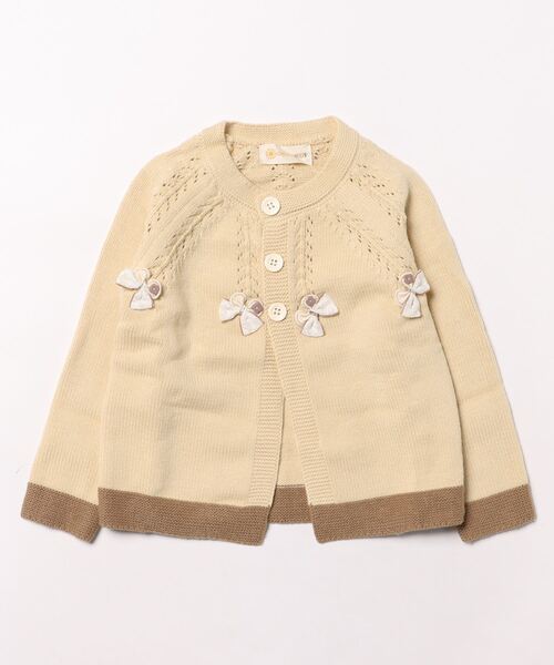 aimoha(アイモハ)の「【aimoha-KIDS-】リボン付Aラインカーディガン(カーディガン/ボレロ・キッズ・オフホワイト/ベージュ/ピンク・90/100/110/120/130)」の7枚目の写真