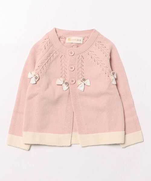 aimoha(アイモハ)の「【aimoha-KIDS-】リボン付Aラインカーディガン(カーディガン/ボレロ・キッズ・オフホワイト/ベージュ/ピンク・90/100/110/120/130)」の8枚目の写真