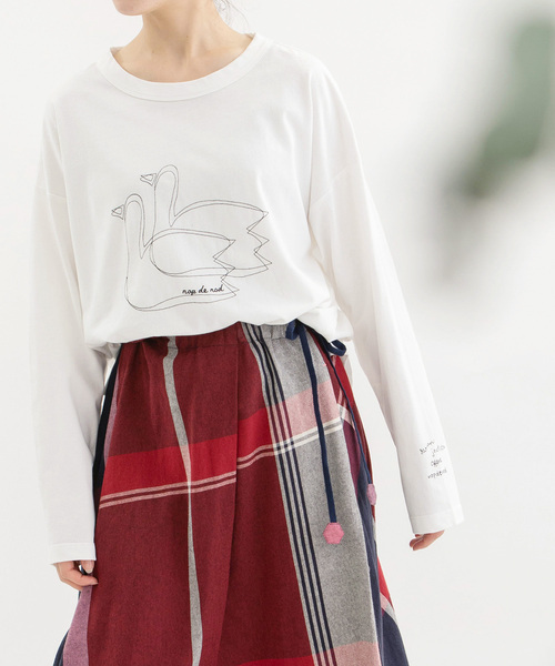 USコットンスワン刺繍Tシャツ セール】USコットンスワン刺繍Tシャツ（Tシャツ/カットソー